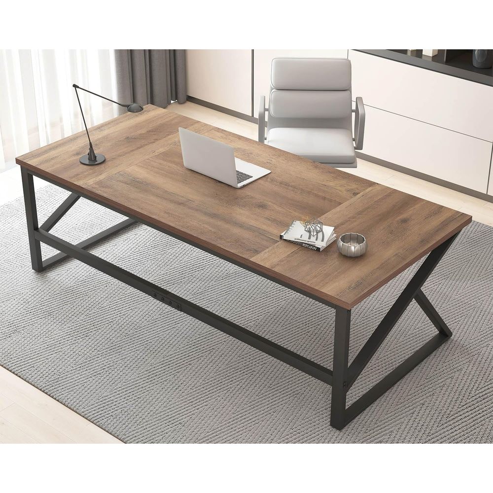 Home Office With Two Desks - Meja Kerja Ganda Ekstra Panjang 70
