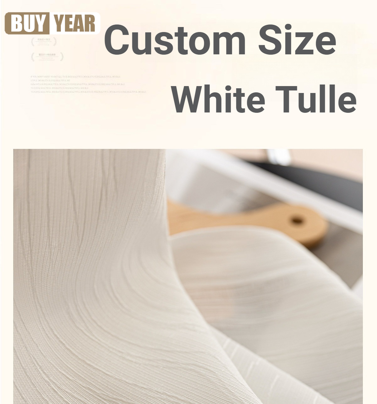 Home Office Buy - Tirai Tulle Putih Mewah untuk Ruang