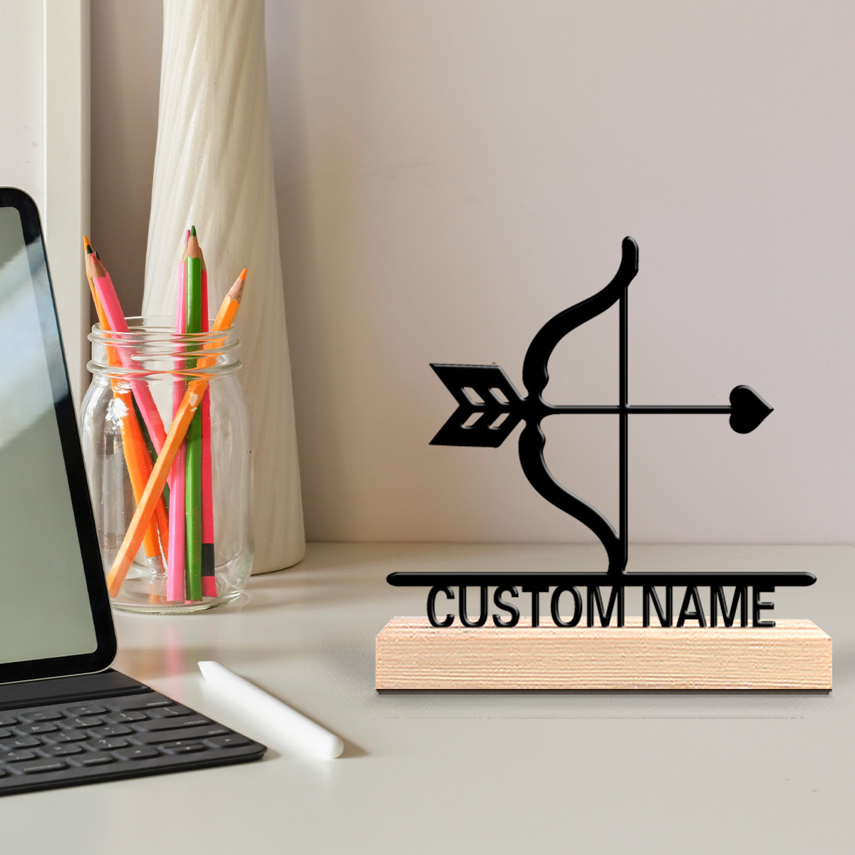 Home Office Industrial Style - 1pc Dekorasi Dinding Kayu Cupid Bergaya