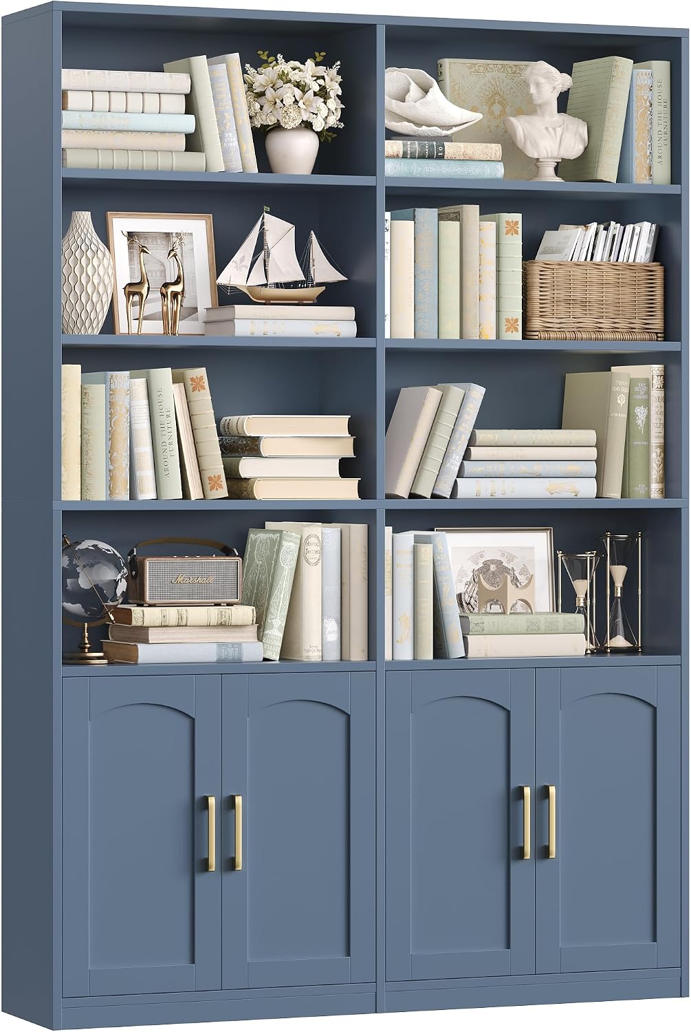 Home Office Industrial Style - Rak Buku Lebar Ganda Dengan Pintu,
