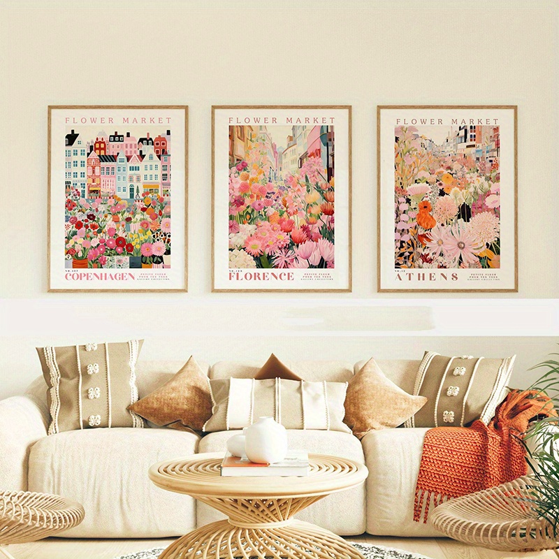 Home Office Marketing - 3 Buah Poster Seni Kanvas Pasar
