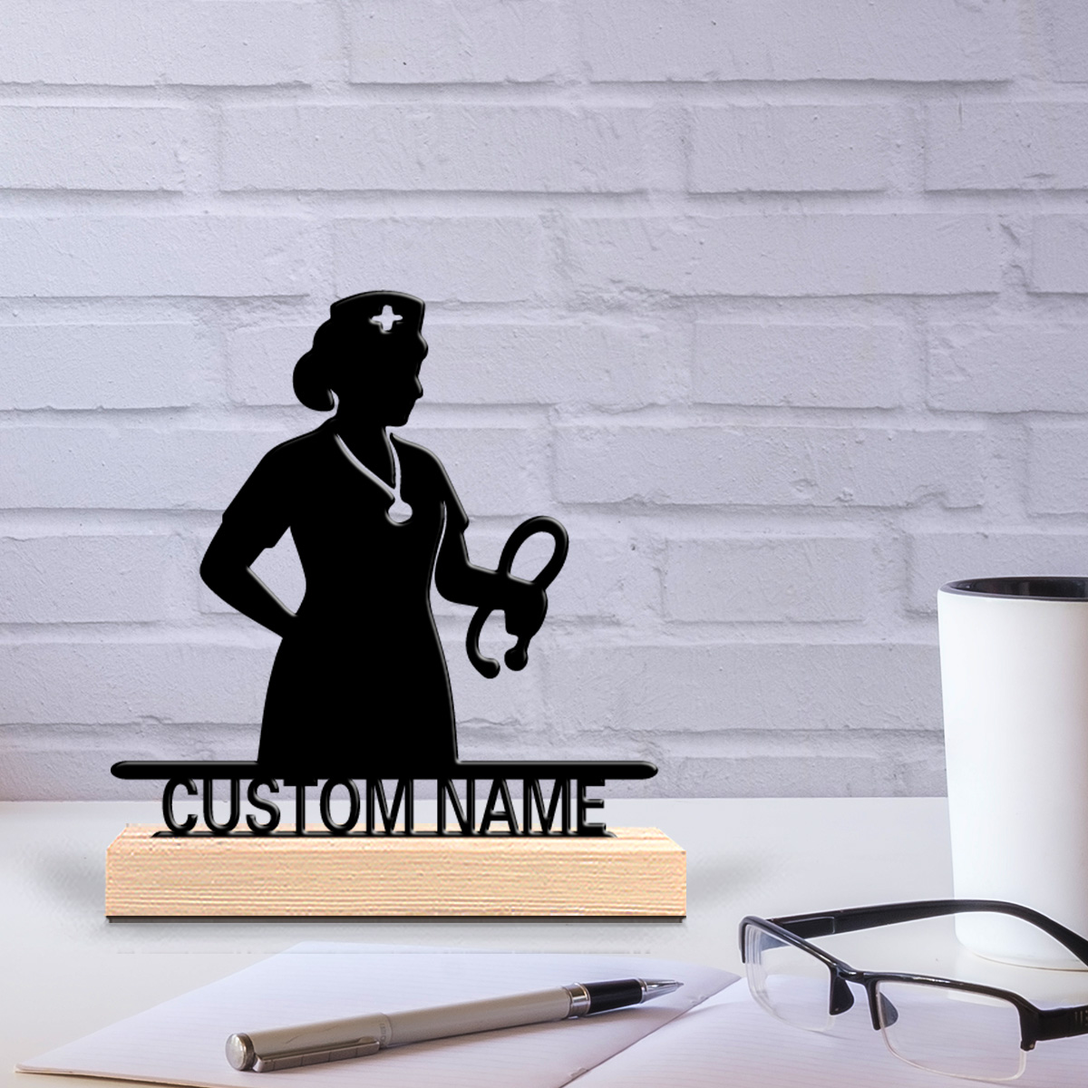 Home Office Industrial Style - 1pc Dekorasi Dinding Kayu Perawat Kustom