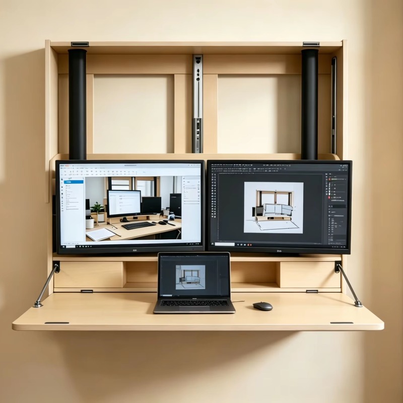 Home Office With Two Desks - Stasiun Kerja Rumah Hemat Ruang, Muat