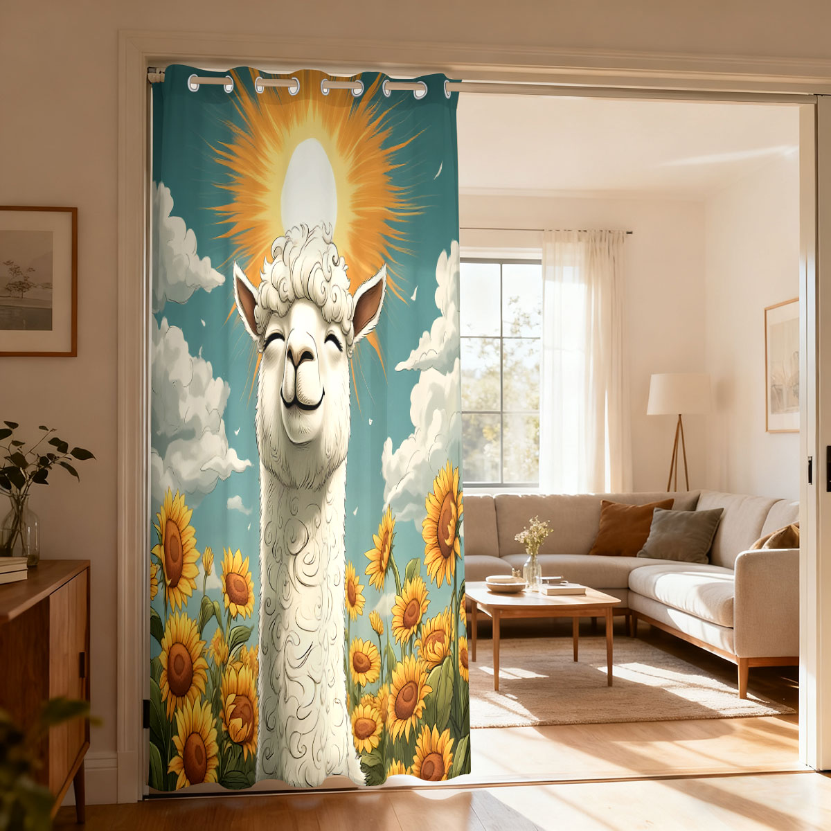 Home Office Rate - Gorden Panel Tunggal Motif Bunga Matahari