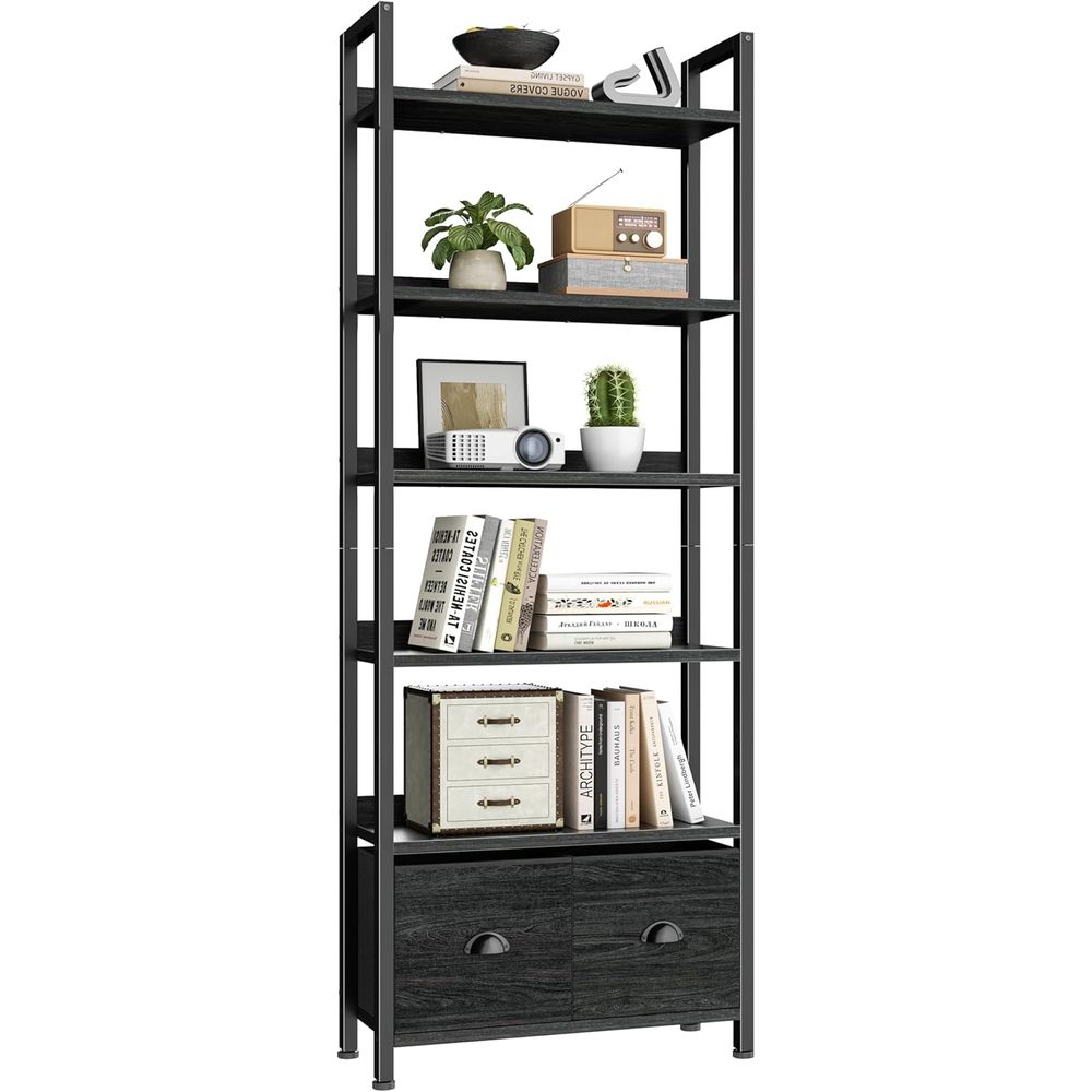 Home Office Industrial Style - Rak Buku Tinggi 6 Tingkat dengan