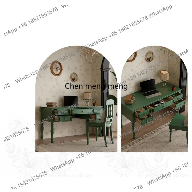 E136 Meja Kantor Gaya Vintage  - Home Office With Two Desks ulasan dan harga