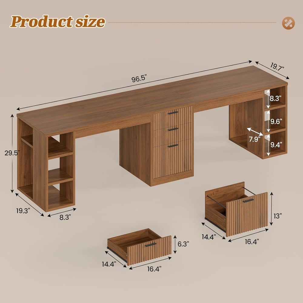96.5 Meja Komputer dengan Rak  - Home Office With Two Desks ulasan dan harga