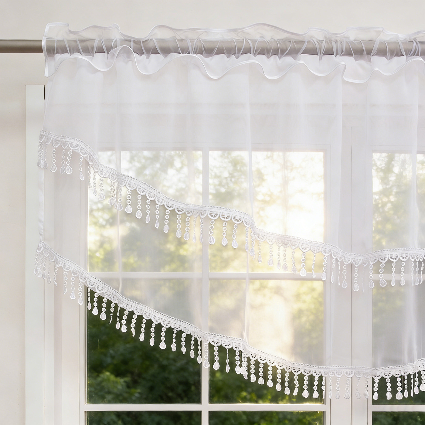 2 Buah Tirai Valance Kafe Rumb - Home Office Rate ulasan dan harga