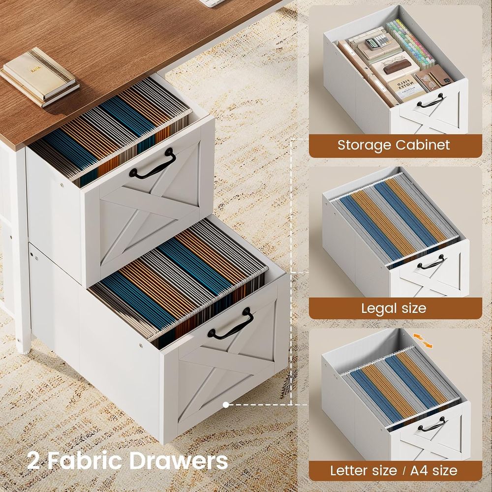 Meja Bentuk L dengan Rak Atas, - Home Office With Two Desks ulasan dan harga