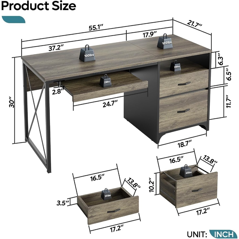 Meja Kerja Bergaya Industrial  - Home Office Industrial Style ulasan dan harga