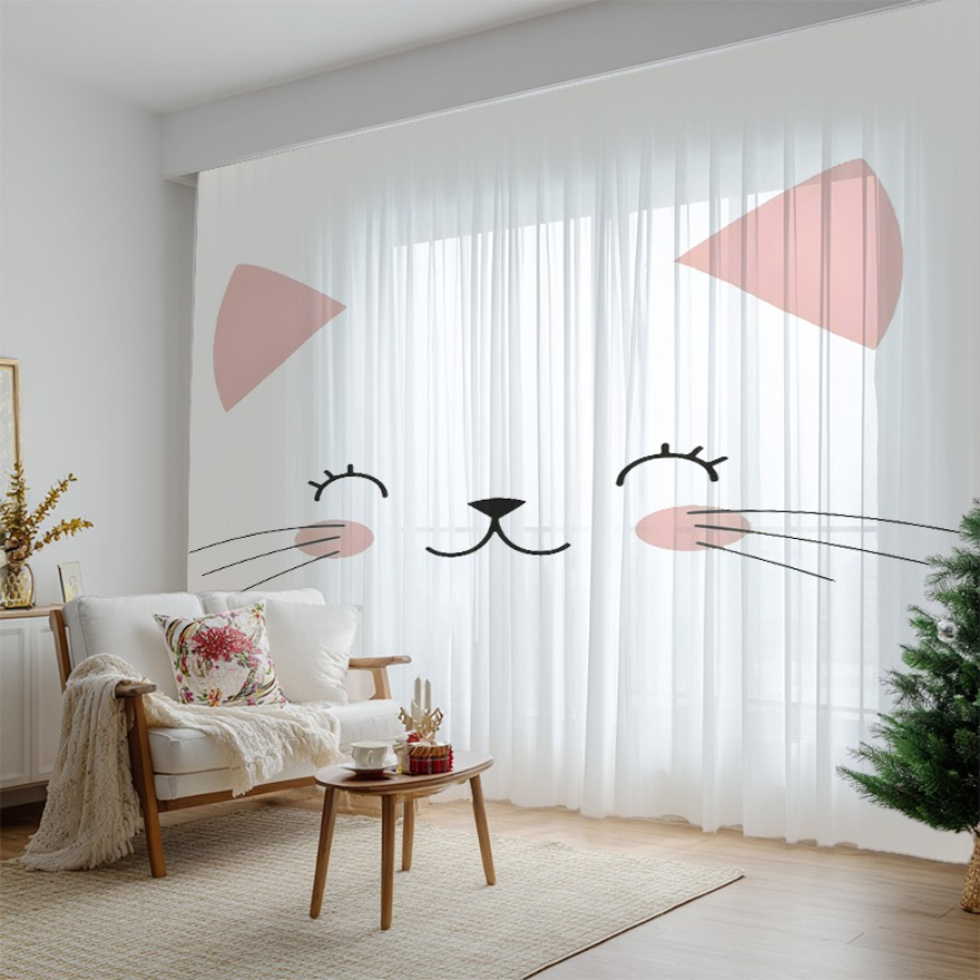 2PCS Tirai Transparan Cetak Di - Home Office Rate ulasan dan harga