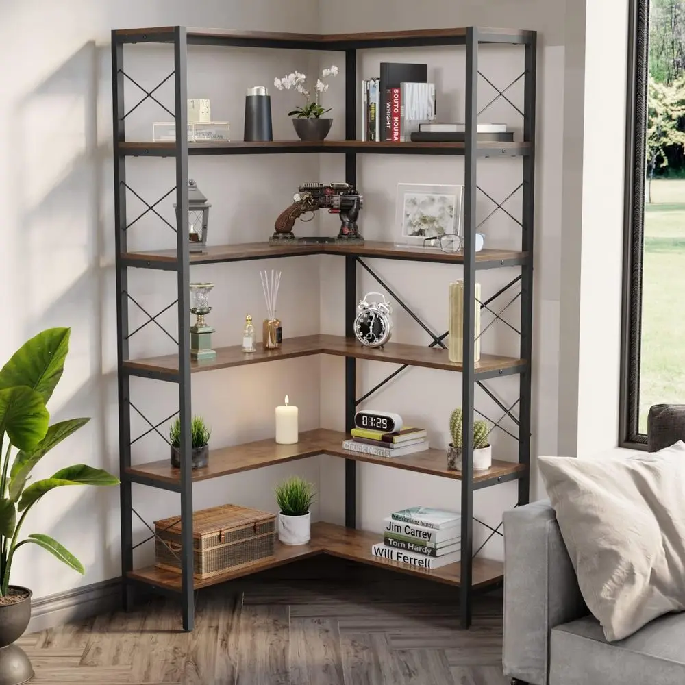 Rak Buku Besar Berbentuk L 6 T - Home Office Industrial Style ulasan dan harga