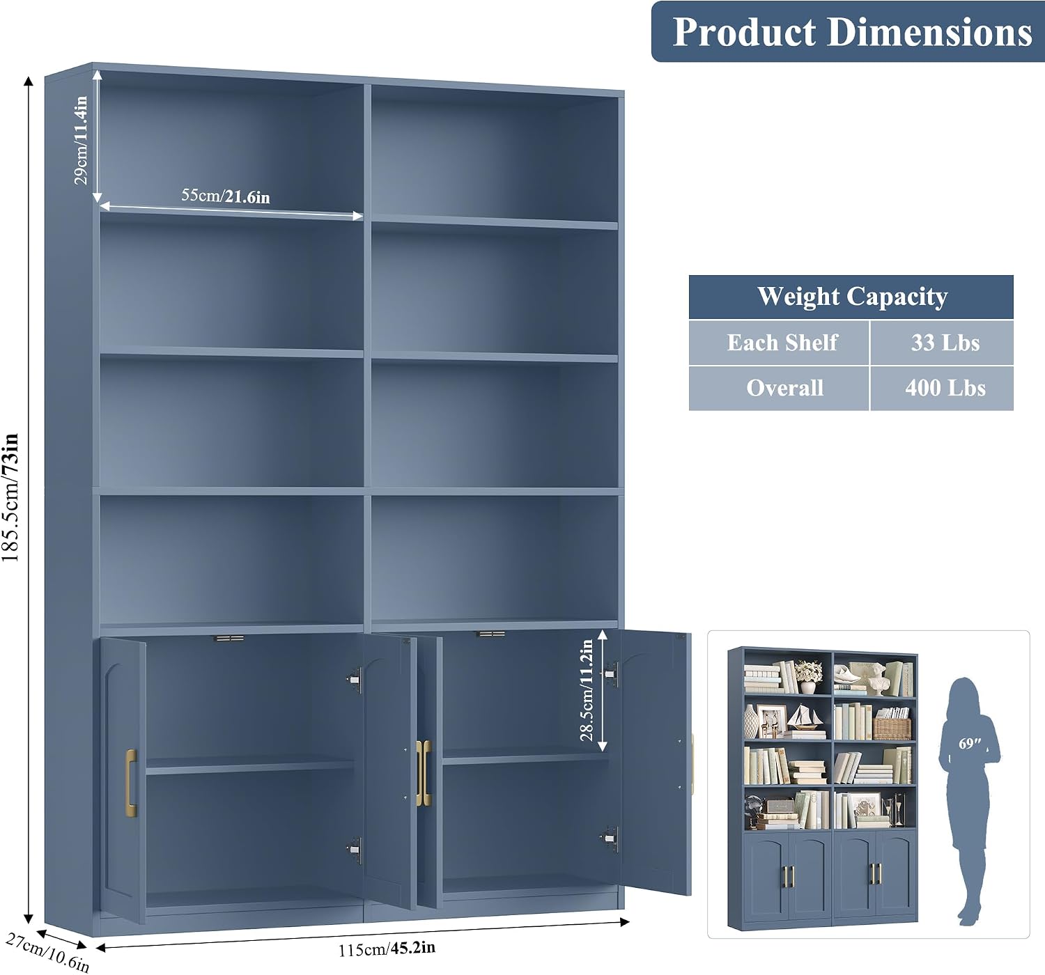 Rak Buku Lebar Ganda Dengan Pi - Home Office Industrial Style ulasan dan harga