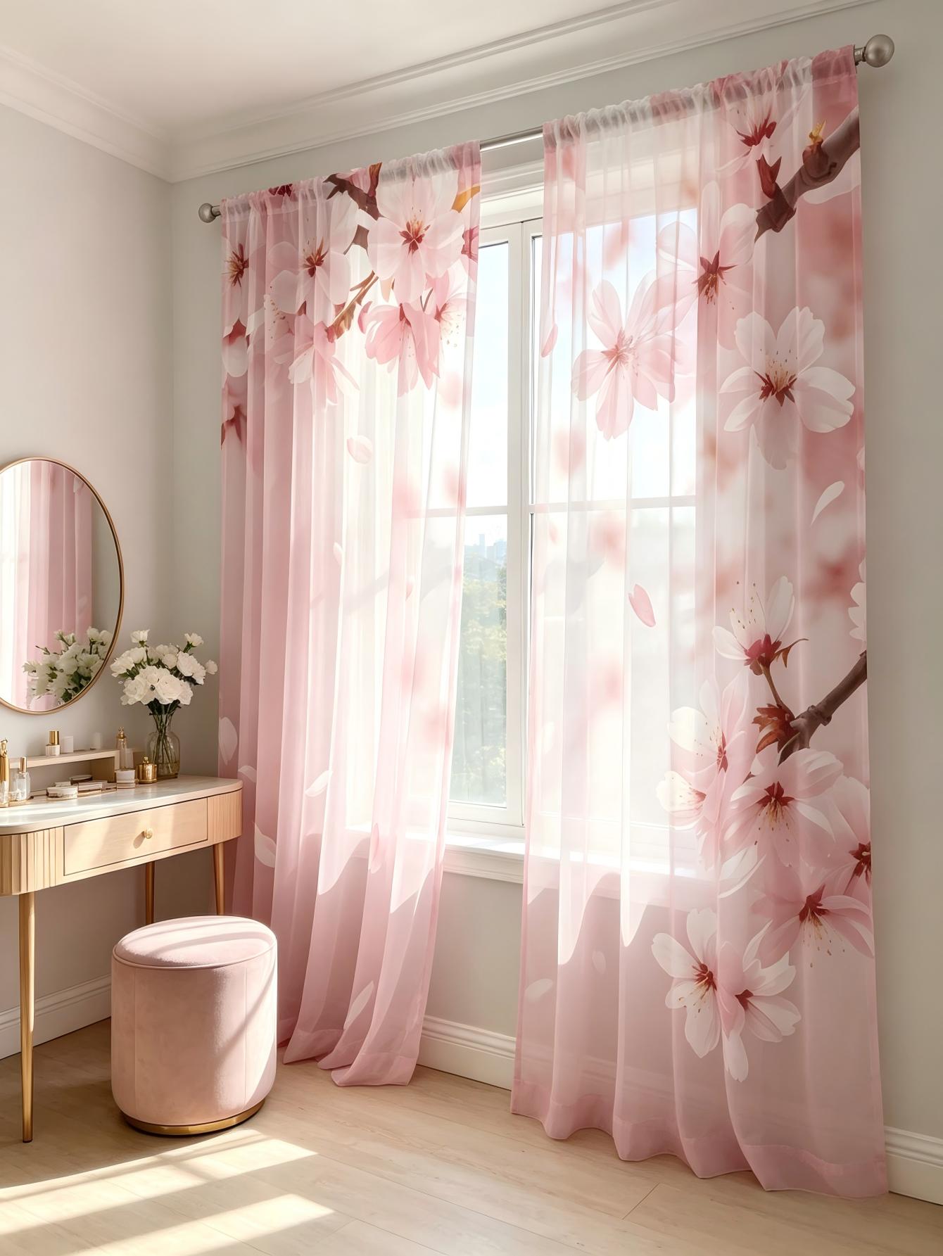 2PCS Tirai Transparan Cetak Di - Home Office Rate ulasan dan harga