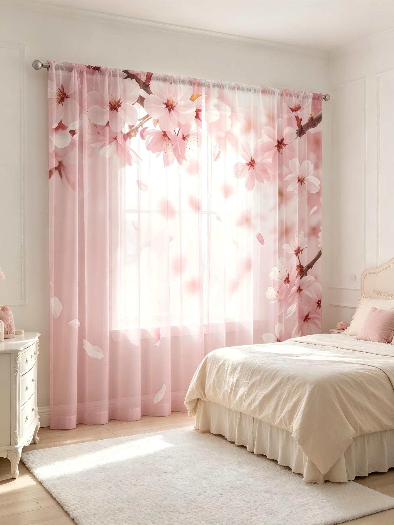 2PCS Tirai Transparan Cetak Di - Home Office Rate ulasan dan harga