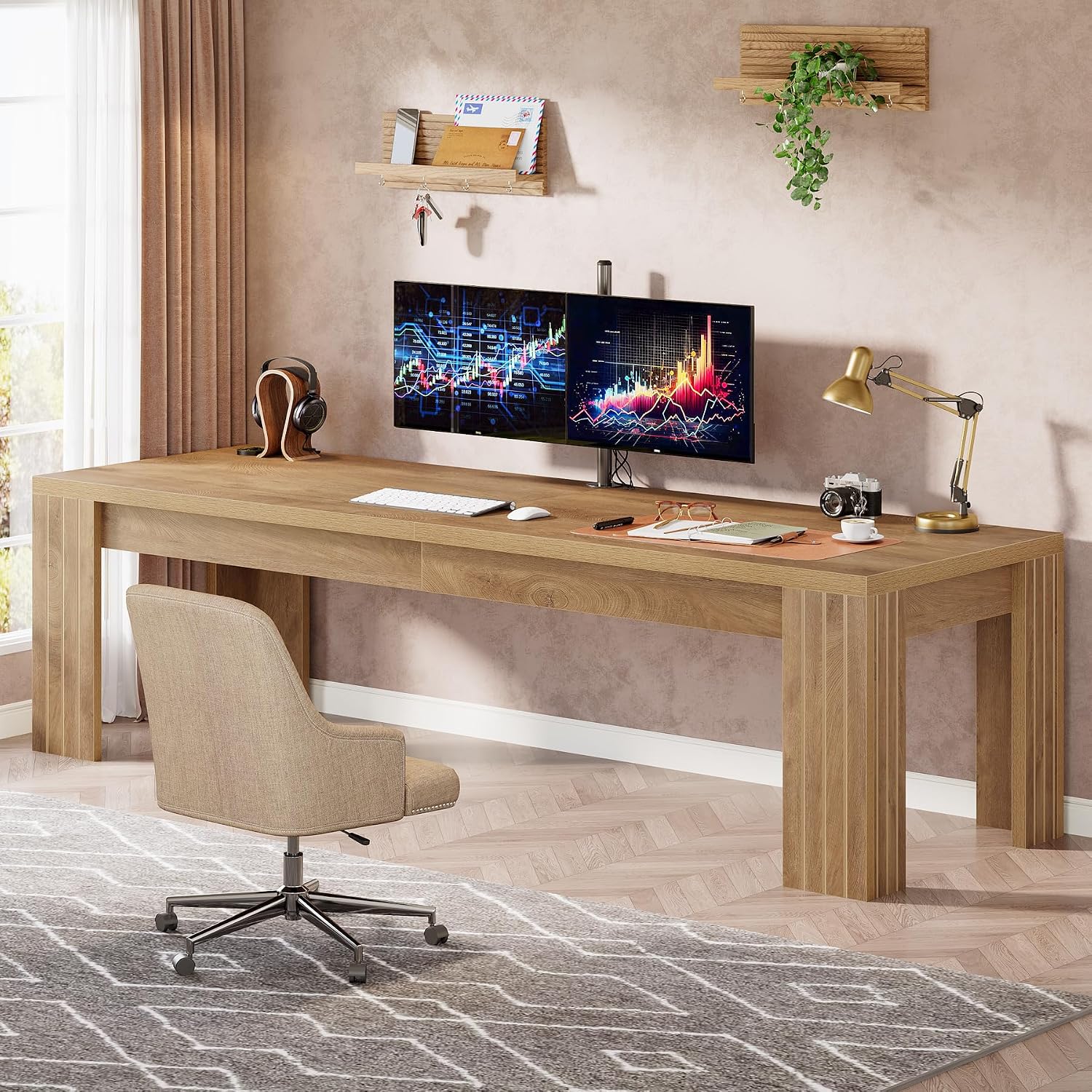 Meja Komputer Ekstra Panjang 7 - Home Office With Two Desks ulasan dan harga