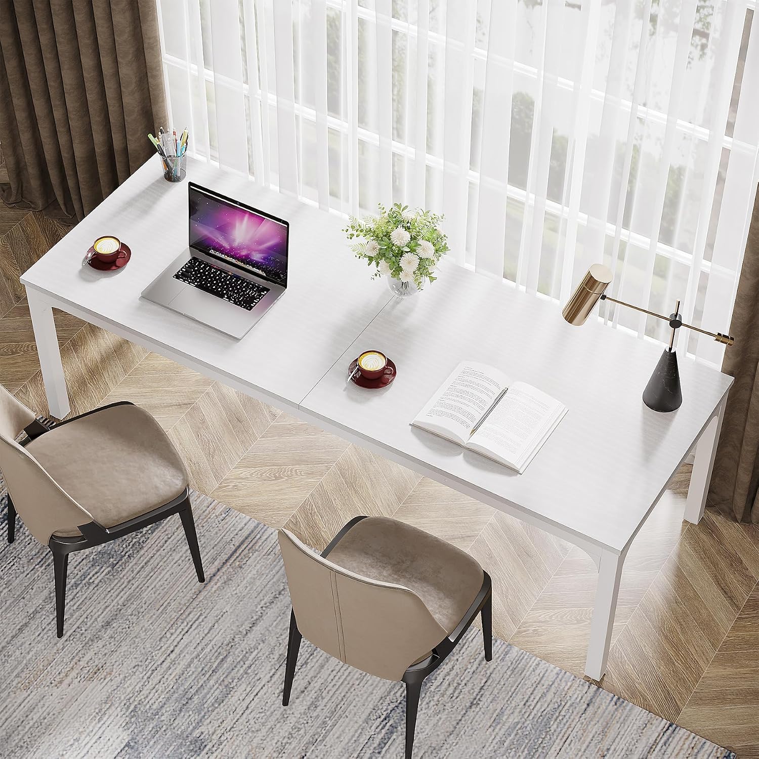 Meja Kantor Rumah untuk 2 Oran - Home Office With Two Desks ulasan dan harga