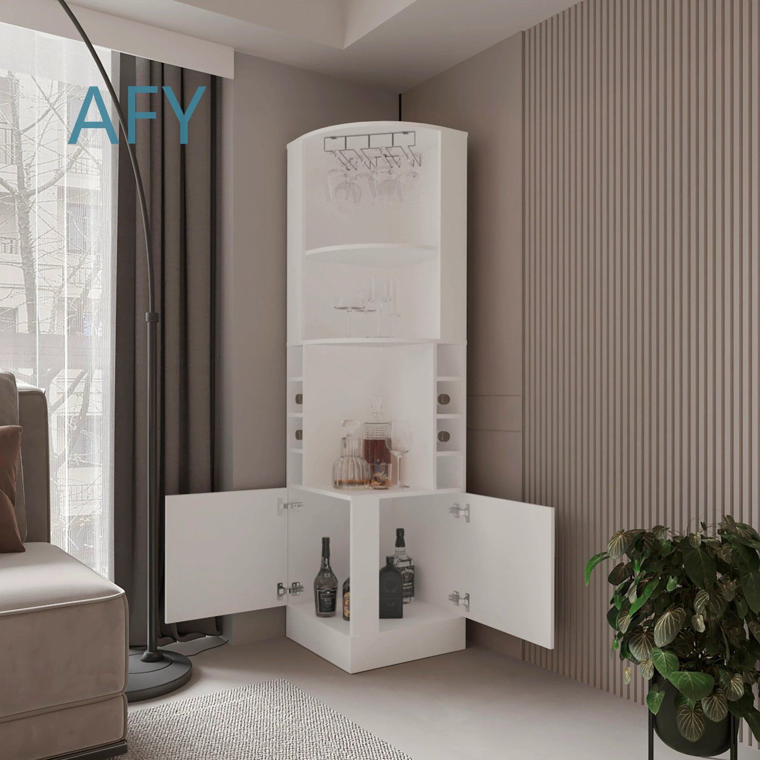 Kabinet Bar Sudut Putih dengan - Home Office Of Ikea ulasan dan harga