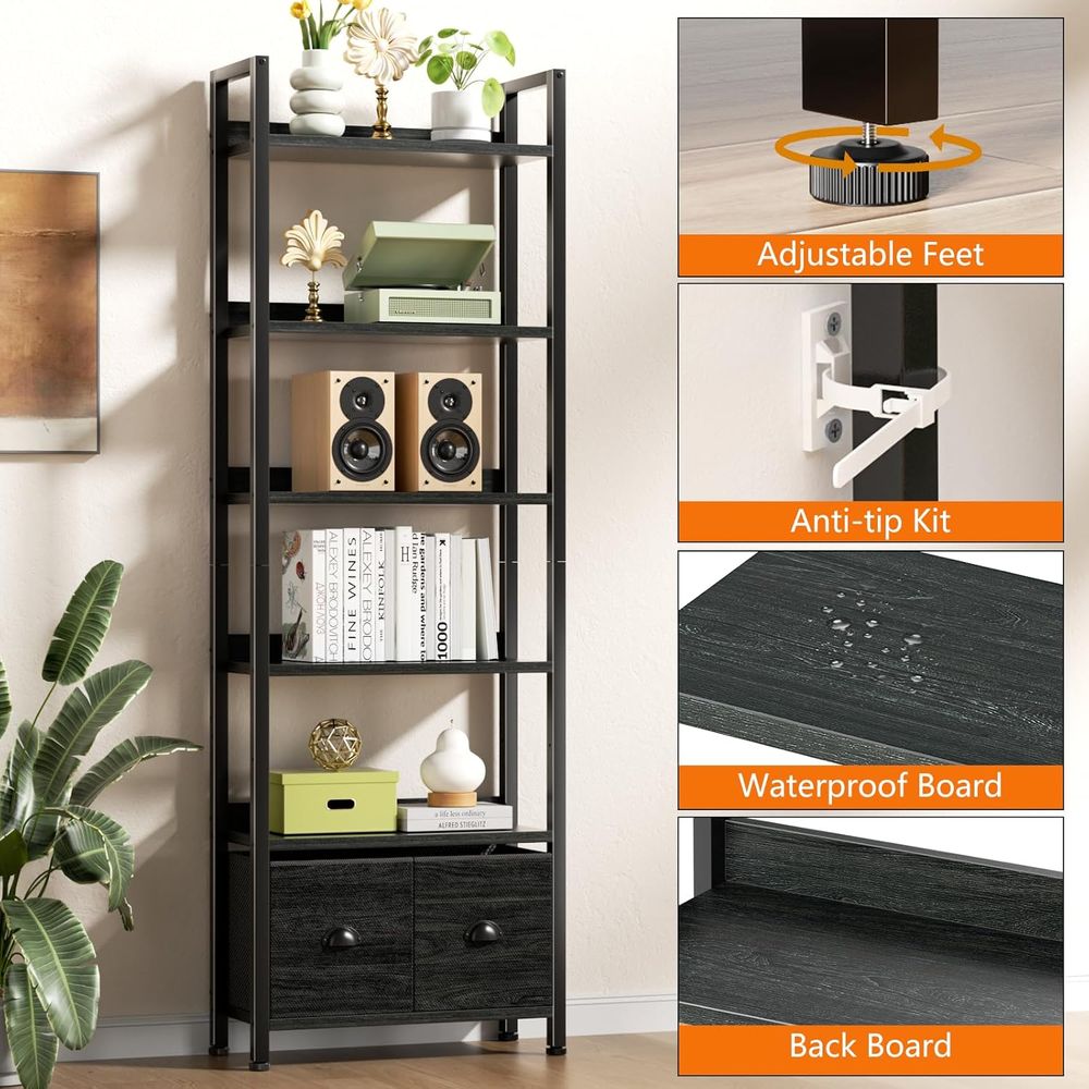 Rak Buku Tinggi 6 Tingkat deng - Home Office Industrial Style ulasan dan harga